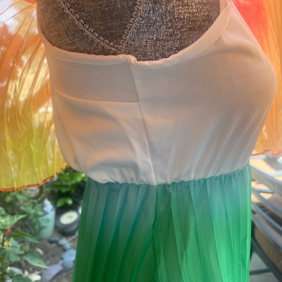 STUNNER PLEATED OFF THE SHOULDER MAXI GRADIENT RAINBOW DRESS- Large ❤️ - Picture 4 of 10